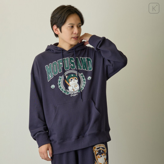 Japan Mofusand Sweatshirt Hoodie (M) - Slugger Cat Navy - 8