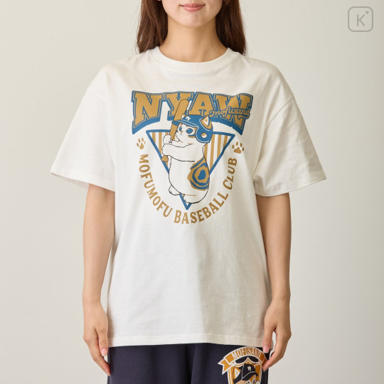 Japan Mofusand T-Shirt (M) - Mofumofu Baseball Club White - 8