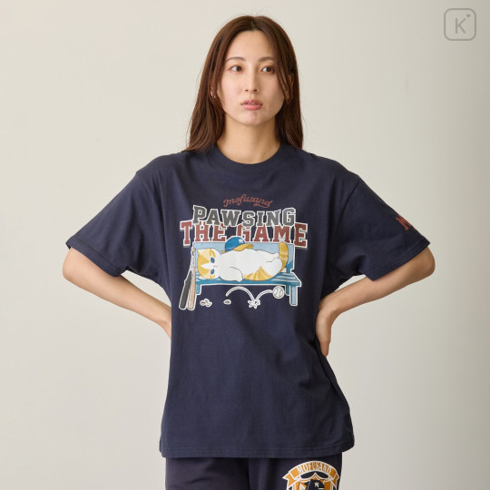 Japan Mofusand T-Shirt (L) - Pawsing The Game Navy - 2