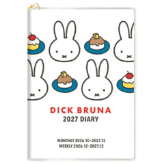 Japan Miffy A6 Planner Monthly & Weekly Schedule Book - Miffy : White 2027