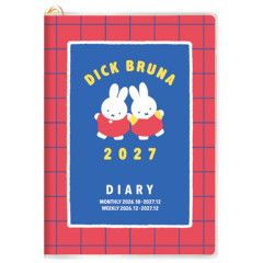 Japan Miffy A6 Planner Monthly & Weekly Schedule Book - Miffy : Red 2027