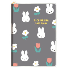 Japan Miffy A6 Planner Monthly & Weekly Schedule Book - Miffy : Gray 2027