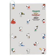 Japan Peanuts A5 Planner Monthly Schedule Book - Snoopy : Gray 2027
