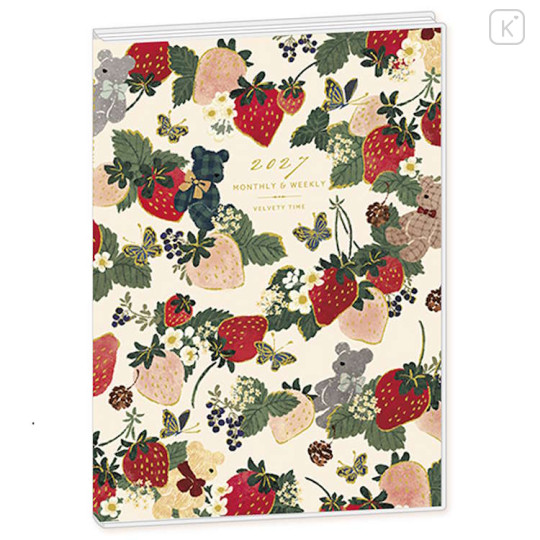 Japan Tomoko Hayashi B6 Planner Weekly Schedule Book - Strawberry and Teddy Bear 2027 - 1