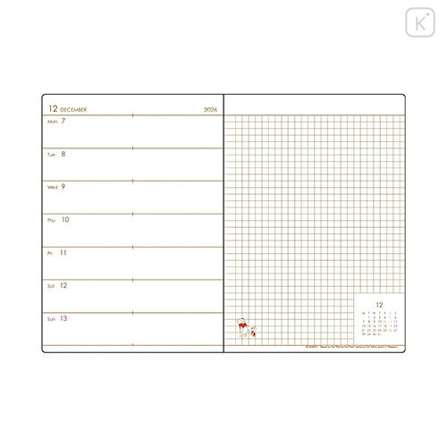 Japan Disney B6 Planner Weekly Schedule Book - Pooh : Mint 2027 - 3