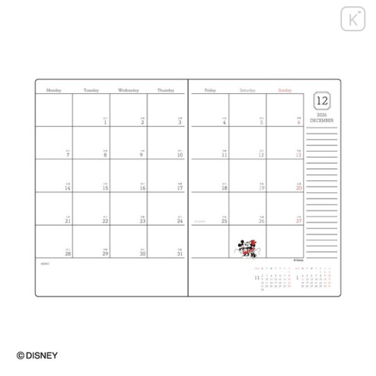 Japan Disney B6 Planner Weekly Schedule Book - Mickey & Minnie : Purple 2027 - 2