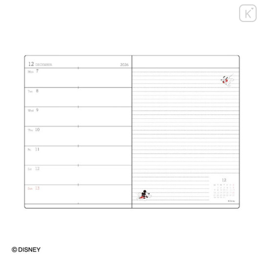 Japan Disney B6 Planner Weekly Schedule Book - Mickey & Minnie : Purple 2027 - 3
