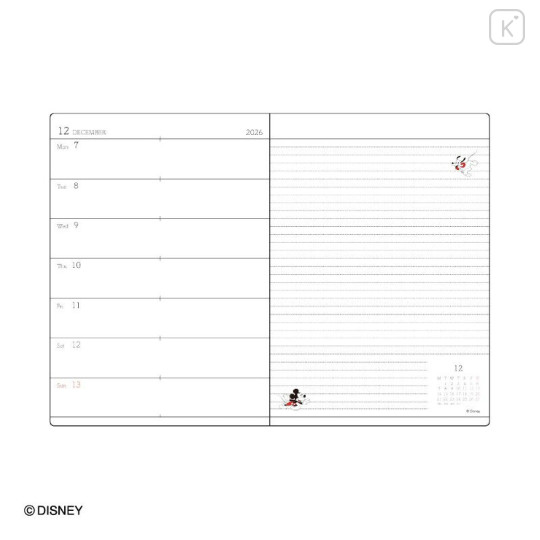 Japan Disney B6 Planner Weekly Schedule Book - Mickey & Minnie : White 2027 - 3