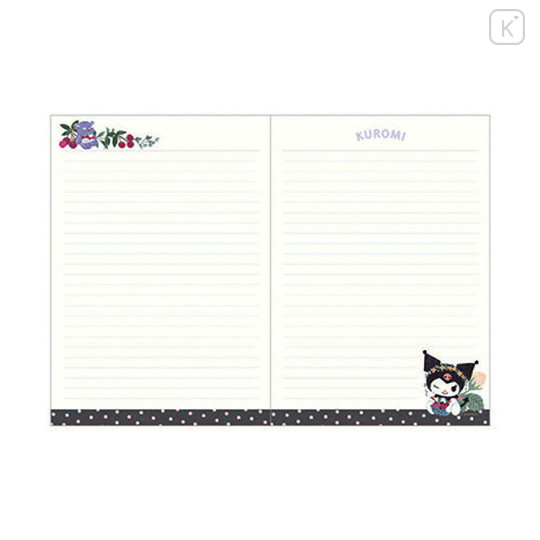 Japan Sanrio × Tomoko Hayashi A5 Notebook - Kuromi : Botanical Floral Gold Foil Stamping - 2