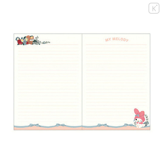 Japan Sanrio × Tomoko Hayashi A5 Notebook - My Melody : Botanical Floral Gold Foil Stamping - 2