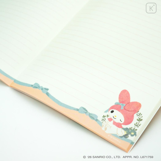 Japan Sanrio × Tomoko Hayashi A5 Notebook - My Melody : Botanical Floral Gold Foil Stamping - 3