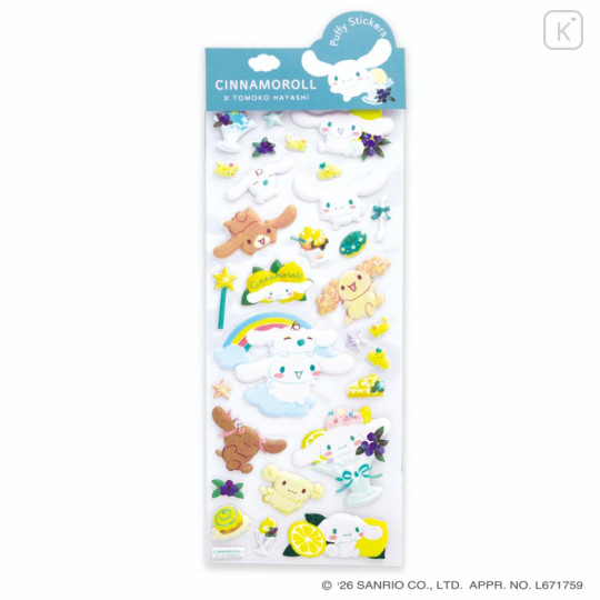 Japan Sanrio × Tomoko Hayashi Puffy Sticker - Cinnamoroll : Fun with Friends - 1