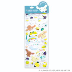 Japan Sanrio × Tomoko Hayashi Puffy Sticker - Cinnamoroll : Fun with Friends