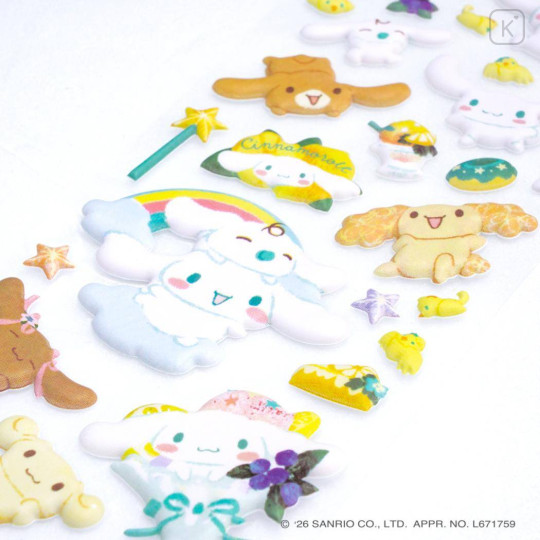 Japan Sanrio × Tomoko Hayashi Puffy Sticker - Cinnamoroll : Fun with Friends - 2