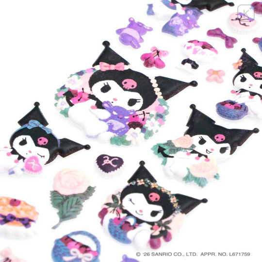 Japan Sanrio × Tomoko Hayashi Puffy Sticker - Kuromi : Fun with Friends - 2