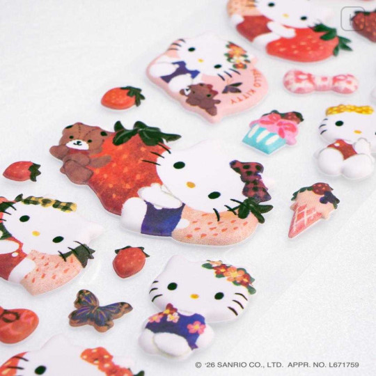 Japan Sanrio × Tomoko Hayashi Puffy Sticker - Hello Kitty : Fun with Friends - 2