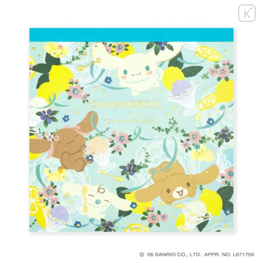 Japan Sanrio × Tomoko Hayashi Square Memo Pad - Cinnamoroll : Botanical Floral - 1