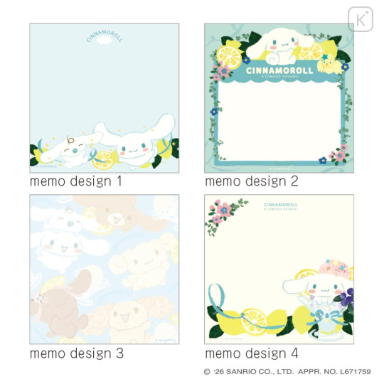 Japan Sanrio × Tomoko Hayashi Square Memo Pad - Cinnamoroll : Botanical Floral - 2