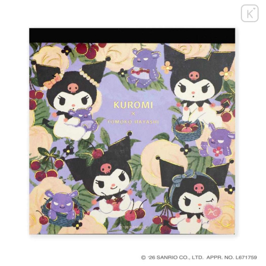 Japan Sanrio × Tomoko Hayashi Square Memo Pad - Kuromi : Botanical Floral - 1