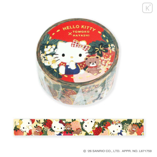 Japan Sanrio × Tomoko Hayashi Washi Masking Tape - Hello Kitty & Mimmy & Tiny Chum : Botanical Floral - 1