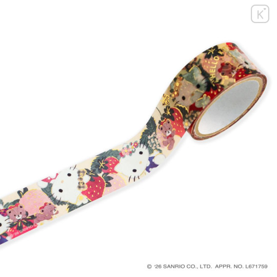 Japan Sanrio × Tomoko Hayashi Washi Masking Tape - Hello Kitty & Mimmy & Tiny Chum : Botanical Floral - 2