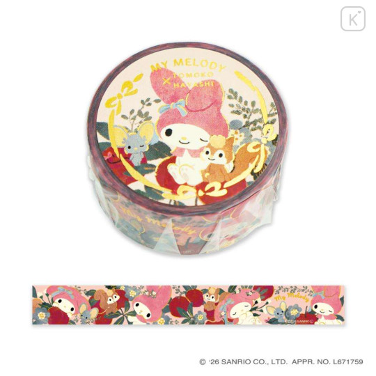 Japan Sanrio × Tomoko Hayashi Washi Masking Tape - My Melody : Botanical Floral - 1