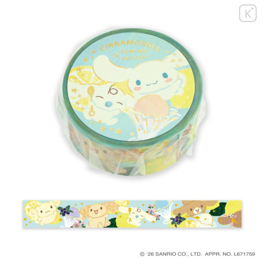 Japan Sanrio × Tomoko Hayashi Washi Masking Tape - Cinnamoroll : Botanical Floral - 1
