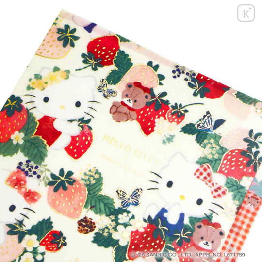 Japan Sanrio 3 Pockets A5 Clear File - Hello Kitty & Mimmy & Tiny Chum : Botanical Floral - 3