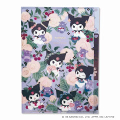 Japan Sanrio 3 Pockets A5 Clear File - Kuromi : Botanical Floral