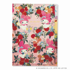 Japan Sanrio 3 Pockets A5 Clear File - My Melody : Botanical Floral