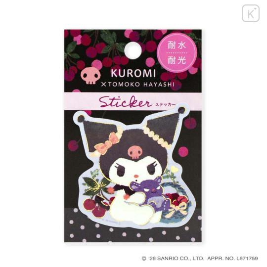 Japan Sanrio × Tomoko Hayashi Die-Cut Sticker - Kuromi : Botanical Floral - 1