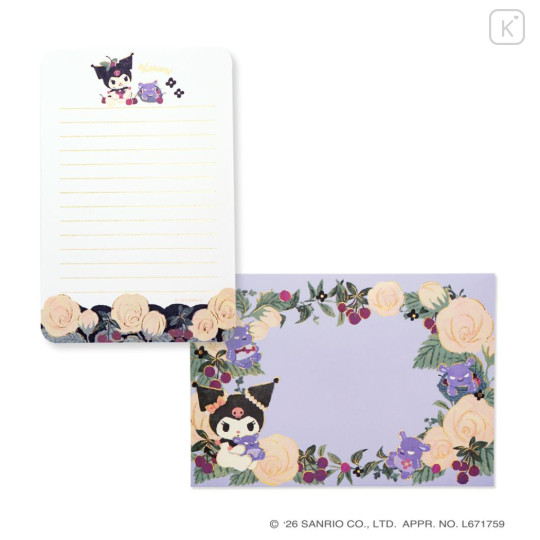 Japan Sanrio × Tomoko Hayashi Letter Set - Kuromi : Botanical Floral - 2