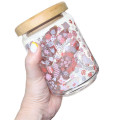 Japan Moomin Wooden Lid Glass Canister - Moomintroll : Flower Trail Pink - 2