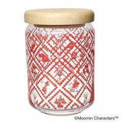 Japan Moomin Wooden Lid Glass Canister - Moomintroll & Snufkin : Red