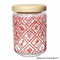 Japan Moomin Wooden Lid Glass Canister - Moomintroll & Snufkin : Red - 1