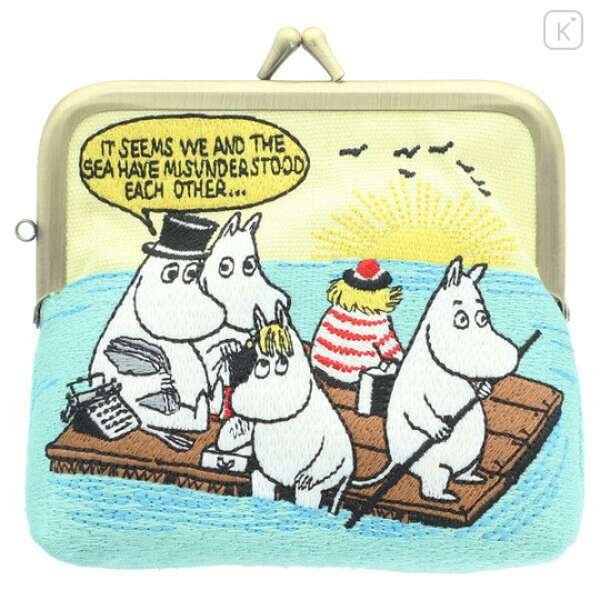 Japan Moomin Embroidery Coin Purse - Moomintroll : Ocean - 1