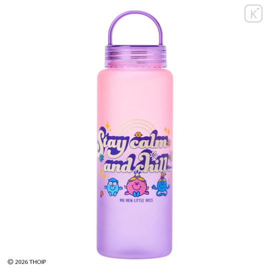 Japan Sanrio Original Clear Bottle with Handle - Mr. Men & Little Miss : Cheerful Typographic Purple - 1