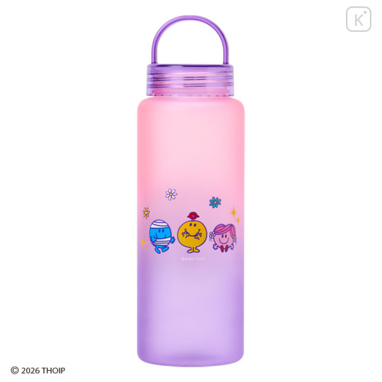 Japan Sanrio Original Clear Bottle with Handle - Mr. Men & Little Miss : Cheerful Typographic Purple - 2