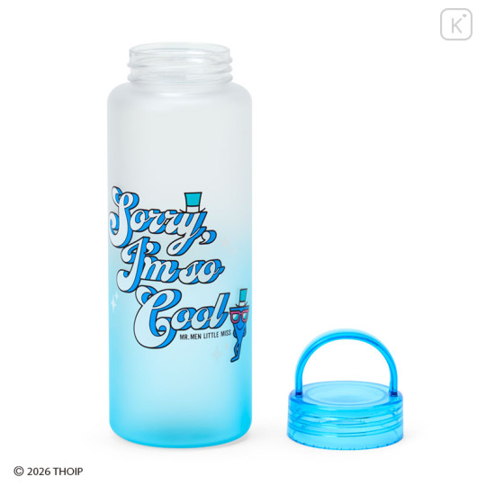 Japan Sanrio Original Clear Bottle with Handle - Mr. Men & Little Miss : Cheerful Typographic Light Blue - 3