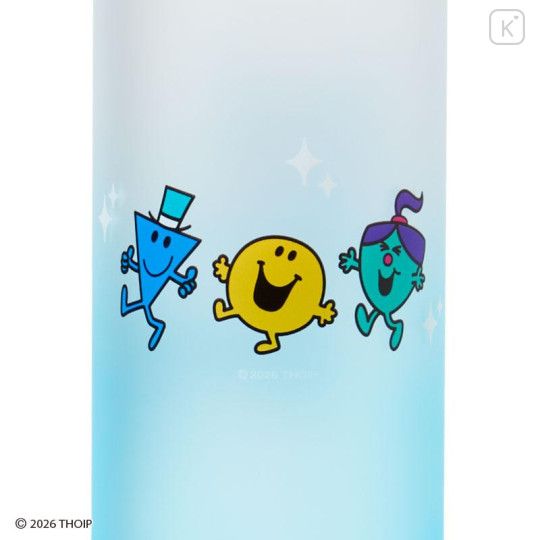 Japan Sanrio Original Clear Bottle with Handle - Mr. Men & Little Miss : Cheerful Typographic Light Blue - 5