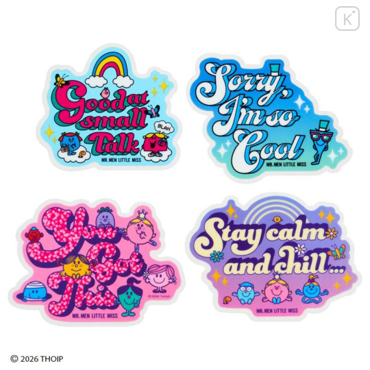 Japan Sanrio Original Sticker Set - Mr. Men & Little Miss : Cheerful Typographic - 4