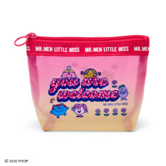Japan Sanrio Original Clear Pouch - Mr. Men & Little Miss : Cheerful Typographic Pink