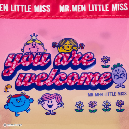 Japan Sanrio Original Clear Pouch - Mr. Men & Little Miss : Cheerful Typographic Pink - 3