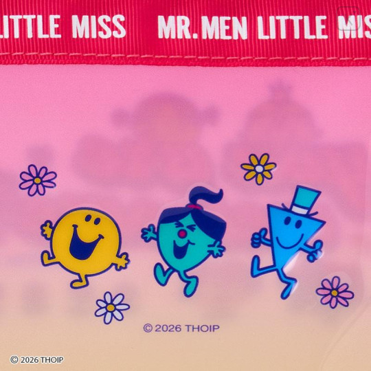 Japan Sanrio Original Clear Pouch - Mr. Men & Little Miss : Cheerful Typographic Pink - 4