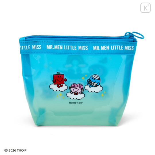 Japan Sanrio Original Clear Pouch - Mr. Men & Little Miss : Cheerful Typographic Blue - 2