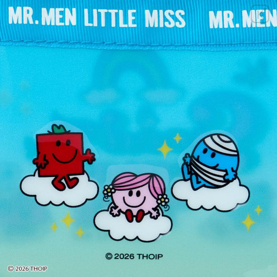 Japan Sanrio Original Clear Pouch - Mr. Men & Little Miss : Cheerful Typographic Blue - 4