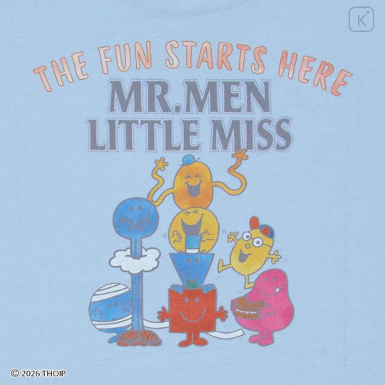 Japan Sanrio Original T-Shirt - Mr. Men & Little Miss : Everyone Light Blue - 4