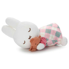 Japan Miffy Sleeping Friend Plush Toy (S) - Miffy Check Sleeping Friend Pink
