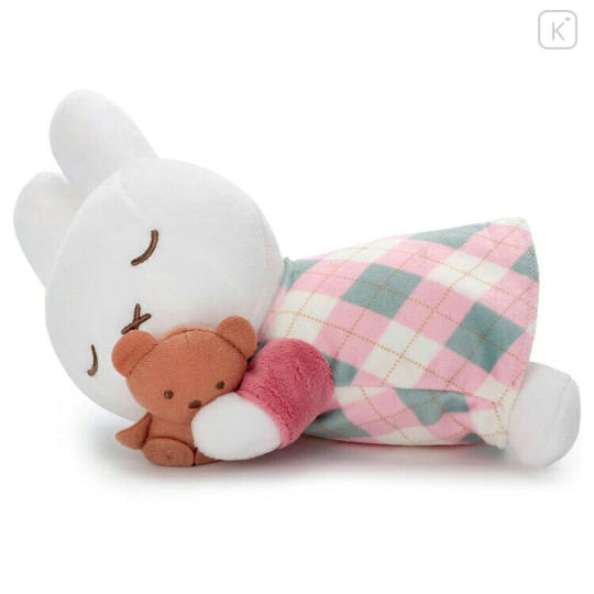 Japan Miffy Sleeping Friend Plush Toy (S) - Miffy Check Sleeping Friend Pink - 3