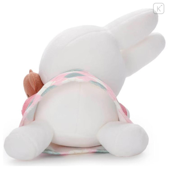 Japan Miffy Sleeping Friend Plush Toy (S) - Miffy Check Sleeping Friend Pink - 4